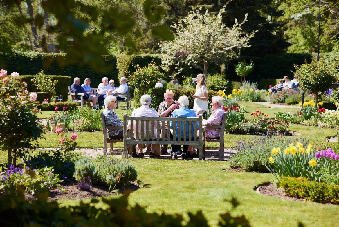 Residents enjoying the landscaped garden